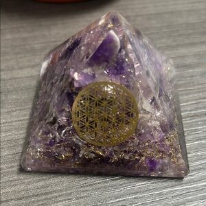 Amethyst Pyramid with Gold Accents